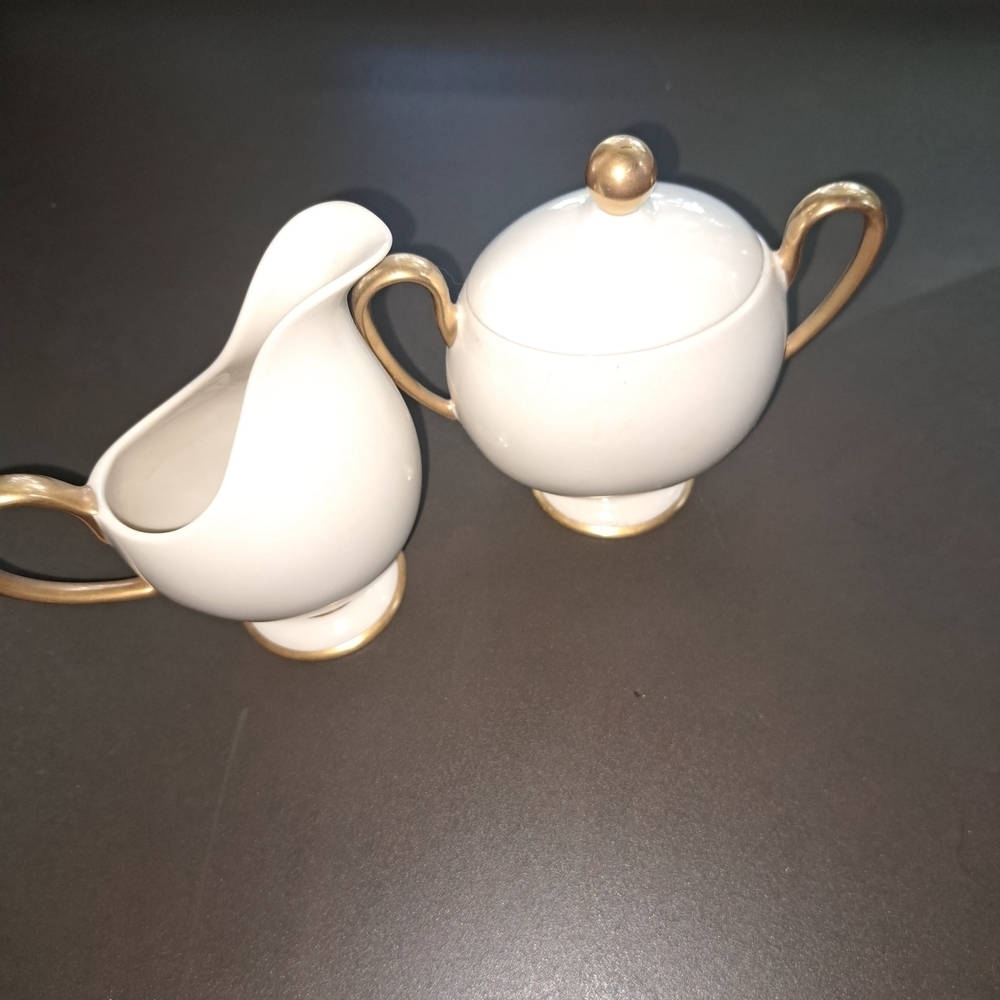 Franciscan White and Gold Creamer and Sugar Set